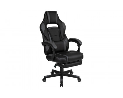 BLNK X40 Gaming Racing Ergonomic Computer Chair with Fully Reclining Back/Arms, Slide-Out Footrest, Massaging Lumbar - Black/Gray