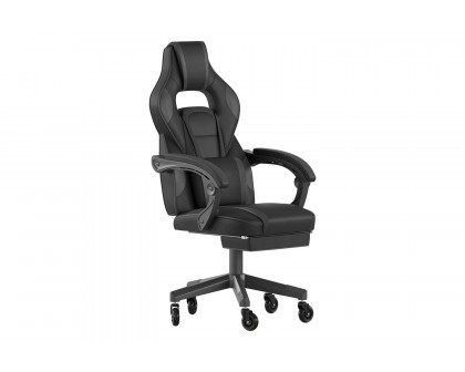 BLNK X40 Gaming Racing Computer Chair with Fully Reclining Back/Arms and Transparent Roller Wheels, Slide-Out Footrest - Black/Gray