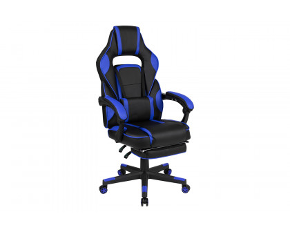 BLNK X40 Gaming Racing Ergonomic Computer Chair with Fully Reclining Back/Arms, Slide-Out Footrest, Massaging Lumbar - Black/Blue