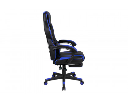 BLNK X40 Gaming Racing Ergonomic Computer Chair with Fully Reclining Back/Arms, Slide-Out Footrest, Massaging Lumbar - Black/Blue