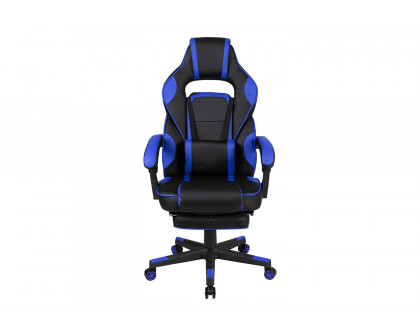 BLNK X40 Gaming Racing Ergonomic Computer Chair with Fully Reclining Back/Arms, Slide-Out Footrest, Massaging Lumbar - Black/Blue