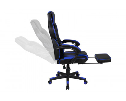 BLNK X40 Gaming Racing Ergonomic Computer Chair with Fully Reclining Back/Arms, Slide-Out Footrest, Massaging Lumbar - Black/Blue