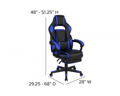 BLNK X40 Gaming Racing Ergonomic Computer Chair with Fully Reclining Back/Arms, Slide-Out Footrest, Massaging Lumbar - Black/Blue