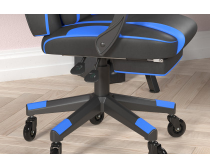 BLNK X40 Gaming Racing Computer Chair with Fully Reclining Back/Arms and Transparent Roller Wheels, Slide-Out Footrest - Black/Blue