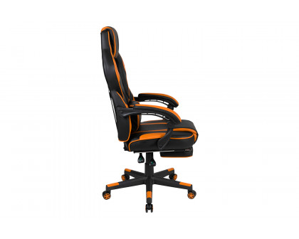 BLNK X40 Gaming Racing Ergonomic Computer Chair with Fully Reclining Back/Arms, Slide-Out Footrest, Massaging Lumbar - Black/Orange