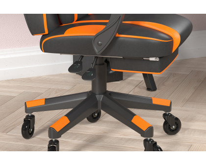 BLNK X40 Gaming Racing Computer Chair with Fully Reclining Back/Arms and Transparent Roller Wheels, Slide-Out Footrest - Black/Orange