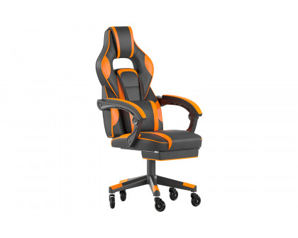 BLNK X40 Gaming Racing Computer Chair with Fully Reclining Back/Arms and Transparent Roller Wheels, Slide-Out Footrest - Black/Orange