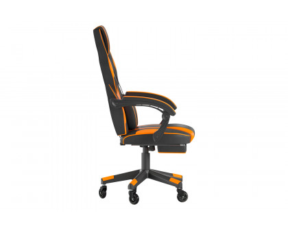 BLNK X40 Gaming Racing Computer Chair with Fully Reclining Back/Arms and Transparent Roller Wheels, Slide-Out Footrest - Black/Orange