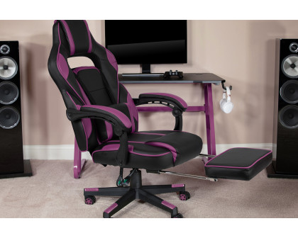 BLNK X40 Gaming Racing Ergonomic Computer Chair with Fully Reclining Back/Arms, Slide-Out Footrest, Massaging Lumbar - Black/Purple