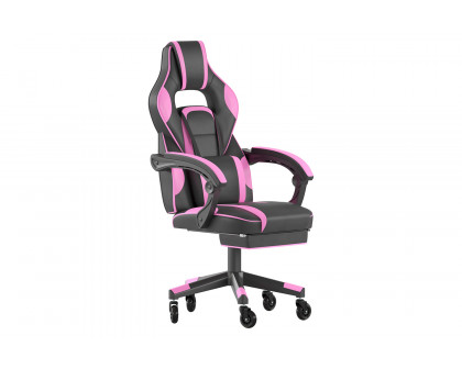 BLNK X40 Gaming Racing Computer Chair with Fully Reclining Back/Arms and Transparent Roller Wheels, Slide-Out Footrest - Black/Purple