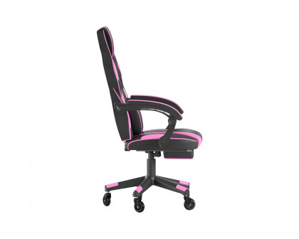 BLNK X40 Gaming Racing Computer Chair with Fully Reclining Back/Arms and Transparent Roller Wheels, Slide-Out Footrest - Black/Purple