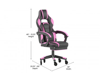 BLNK X40 Gaming Racing Computer Chair with Fully Reclining Back/Arms and Transparent Roller Wheels, Slide-Out Footrest - Black/Purple