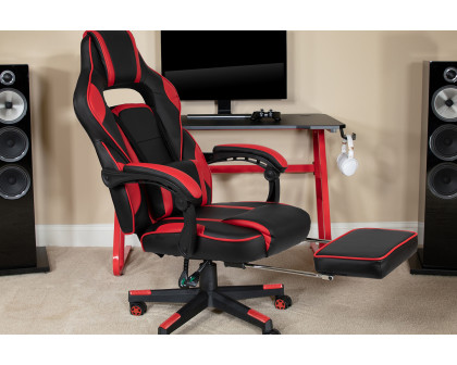 BLNK X40 Gaming Racing Ergonomic Computer Chair with Fully Reclining Back/Arms, Slide-Out Footrest, Massaging Lumbar - Red