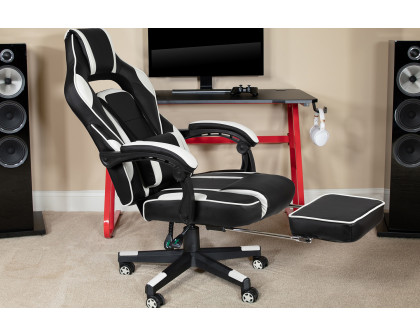 BLNK X40 Gaming Racing Ergonomic Computer Chair with Fully Reclining Back/Arms, Slide-Out Footrest, Massaging Lumbar - White