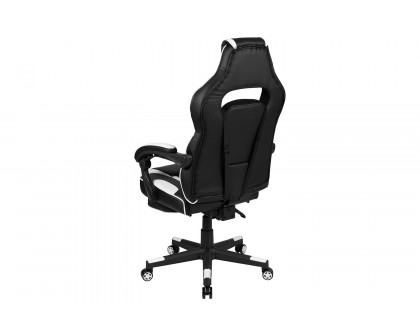 BLNK X40 Gaming Racing Ergonomic Computer Chair with Fully Reclining Back/Arms, Slide-Out Footrest, Massaging Lumbar - White