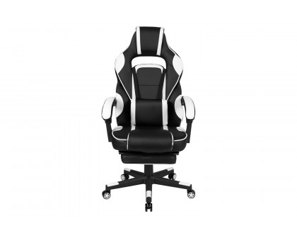 BLNK X40 Gaming Racing Ergonomic Computer Chair with Fully Reclining Back/Arms, Slide-Out Footrest, Massaging Lumbar - White