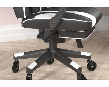 BLNK X40 Gaming Racing Computer Chair with Fully Reclining Back/Arms and Transparent Roller Wheels, Slide-Out Footrest - White