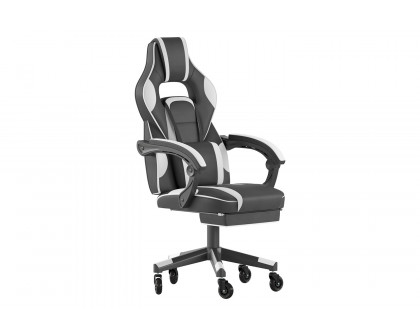 BLNK X40 Gaming Racing Computer Chair with Fully Reclining Back/Arms and Transparent Roller Wheels, Slide-Out Footrest - White