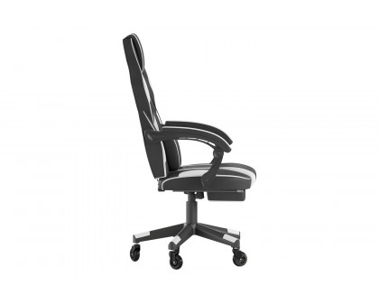 BLNK X40 Gaming Racing Computer Chair with Fully Reclining Back/Arms and Transparent Roller Wheels, Slide-Out Footrest - White