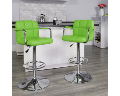 BLNK Genna Quilted Vinyl Adjustable Height Bar Stool with Arms and Chrome Base