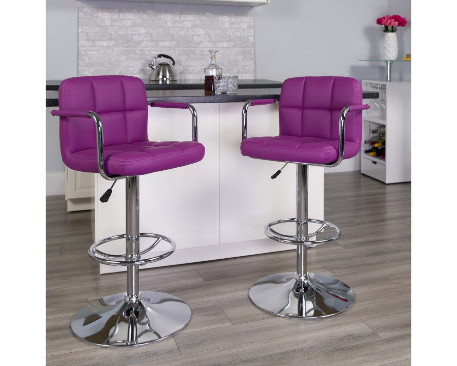 BLNK - Contemporary Vinyl Adjustable Height Bar Stool with Arms and Chrome Base