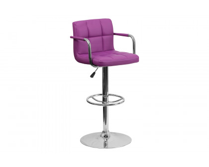 BLNK - Contemporary Vinyl Adjustable Height Bar Stool with Arms and Chrome Base