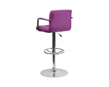 BLNK - Contemporary Vinyl Adjustable Height Bar Stool with Arms and Chrome Base