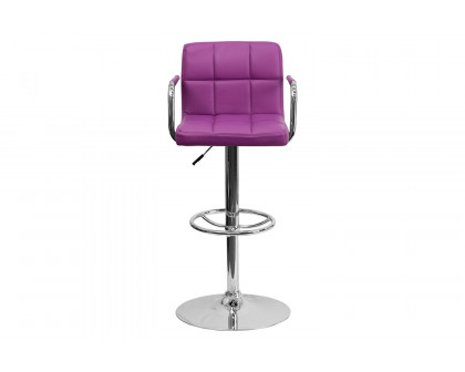 BLNK - Contemporary Vinyl Adjustable Height Bar Stool with Arms and Chrome Base