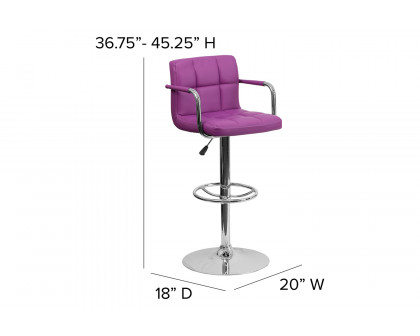 BLNK - Contemporary Vinyl Adjustable Height Bar Stool with Arms and Chrome Base