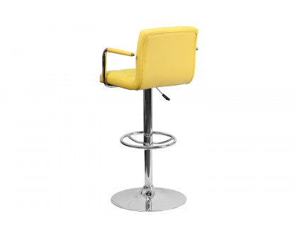 BLNK™ Genna Quilted Vinyl Adjustable Height Bar Stool with Arms and Chrome Base - Yellow