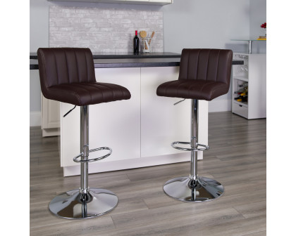 BLNK - Contemporary Vinyl Adjustable Height Bar Stool with Vertical Stitch Back/Seat and Chrome Base