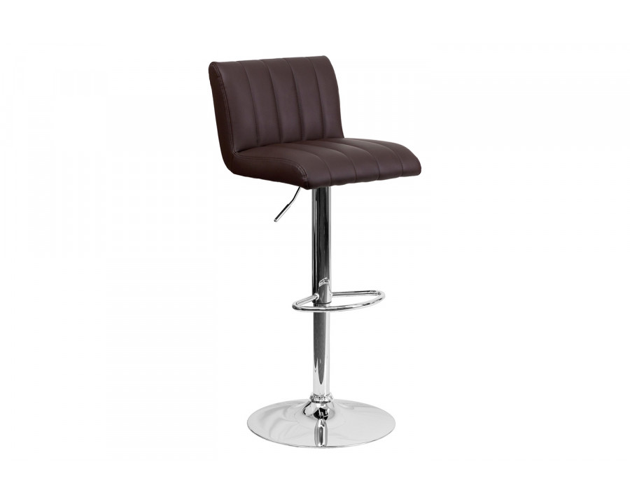 BLNK - Contemporary Vinyl Adjustable Height Bar Stool with Vertical Stitch Back/Seat and Chrome Base