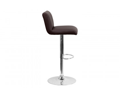 BLNK - Contemporary Vinyl Adjustable Height Bar Stool with Vertical Stitch Back/Seat and Chrome Base