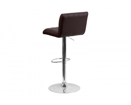 BLNK - Contemporary Vinyl Adjustable Height Bar Stool with Vertical Stitch Back/Seat and Chrome Base