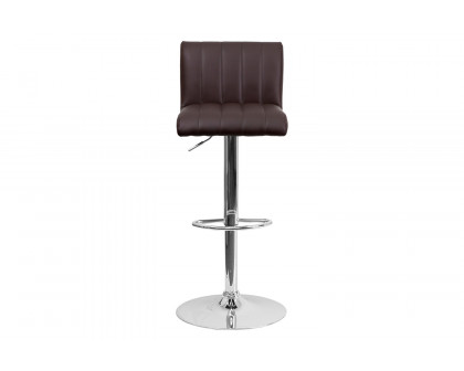 BLNK - Contemporary Vinyl Adjustable Height Bar Stool with Vertical Stitch Back/Seat and Chrome Base