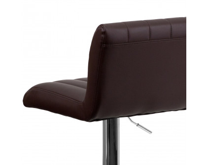 BLNK - Contemporary Vinyl Adjustable Height Bar Stool with Vertical Stitch Back/Seat and Chrome Base