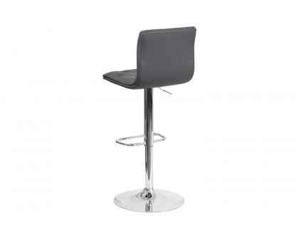 BLNK Sammie Vinyl Button Tufted Adjustable Height Bar Stool with Chrome Base - Gray