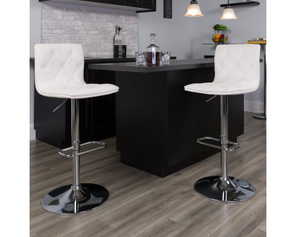 BLNK Sammie Vinyl Button Tufted Adjustable Height Bar Stool with Chrome Base