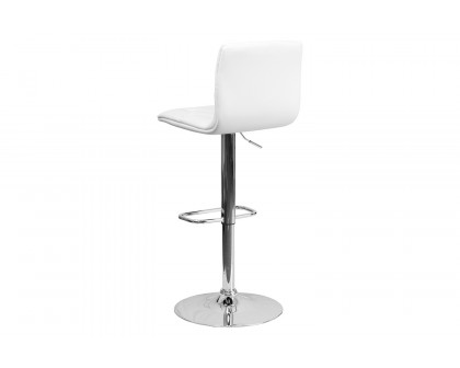 BLNK™ Sammie Vinyl Button Tufted Adjustable Height Bar Stool with Chrome Base - White