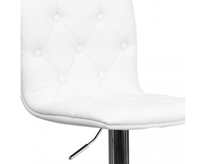 BLNK™ Sammie Vinyl Button Tufted Adjustable Height Bar Stool with Chrome Base - White