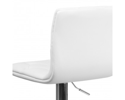 BLNK™ Sammie Vinyl Button Tufted Adjustable Height Bar Stool with Chrome Base - White