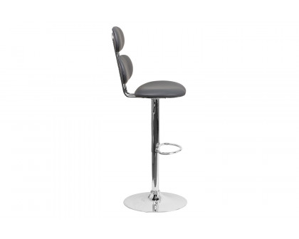 BLNK Dexter Gray Vinyl Adjustable Height Bar Stool with Ellipse Back and Chrome Base