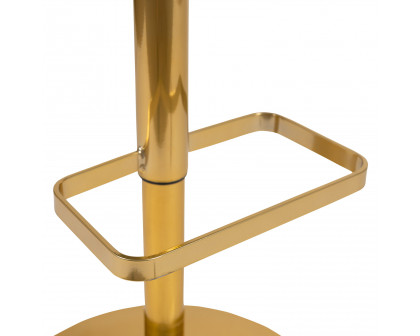 BLNK Erik Vinyl Adjustable Height Bar Stool with Rounded Mid-Back and Gold Base - Black