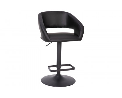 BLNK Erik Vinyl Adjustable Height Bar Stool with Rounded Mid-Back and Black Base - Black