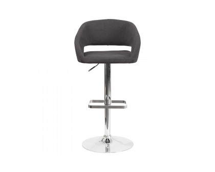 BLNK Erik Fabric Adjustable Height Bar Stool with Rounded Mid-Back and Chrome Base - Charcoal