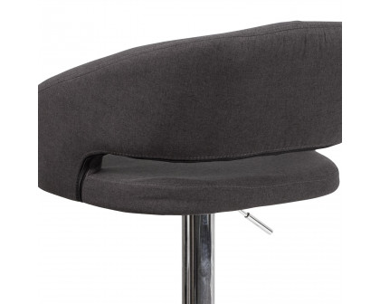 BLNK Erik Fabric Adjustable Height Bar Stool with Rounded Mid-Back and Chrome Base - Charcoal