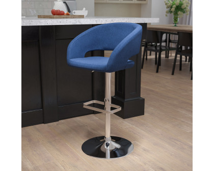 BLNK Erik Vinyl Adjustable Height Bar Stool with Rounded Mid-Back and Chrome Base