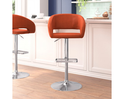 BLNK Erik Vinyl Adjustable Height Bar Stool with Rounded Mid-Back and Chrome Base