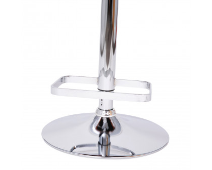 BLNK Erik Vinyl Adjustable Height Bar Stool with Rounded Mid-Back and Chrome Base - Cognac