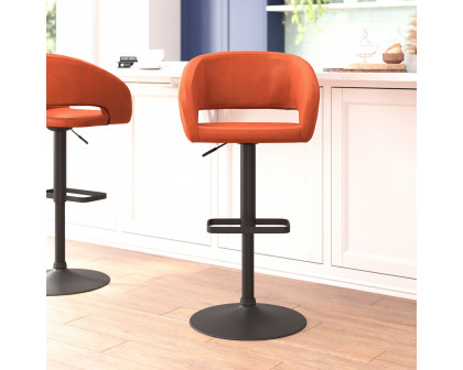 BLNK Erik Vinyl Adjustable Height Bar Stool with Rounded Mid-Back and Black Base